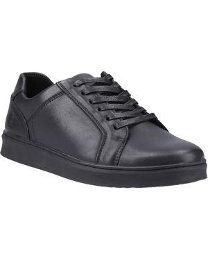 Hush Puppies Madden Leather Trainers - Black