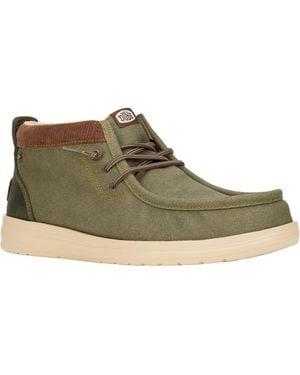 HeyDude Wally Mid Gripr Canvas Men's Dusty Boots - Green