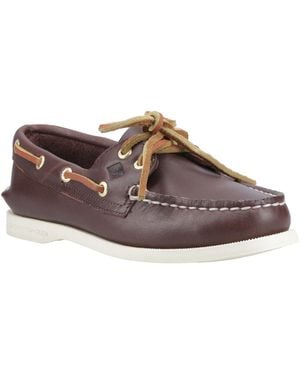 Sperry Top-Sider Authentic 2 Eye Leather Standard Boat Shoes - Brown