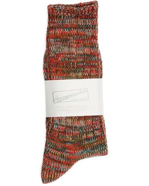 Anonymous Ism 5 Colour Mix Crew Cotton Socks - Brown