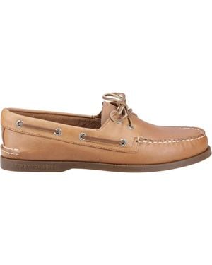 Sperry Top-Sider Authentic 2 Eye Leather Royal/Maron Royal Boat Shoes - Brown