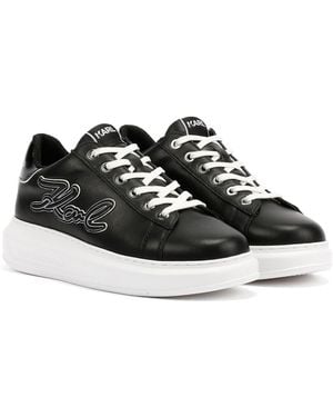 Karl Lagerfeld Kapri Signia Emboss Lo Lace Leather Trainers - Black