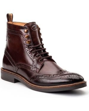 Base London Bristol Leather Burnt Brogues Shoes - Brown