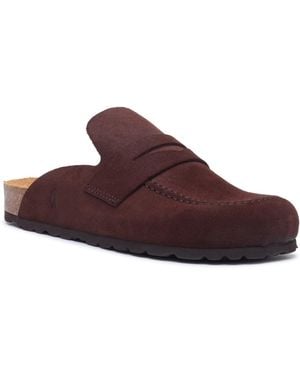 Hush Puppies Briar Closed Toe Suede Chocolate Mules - Red