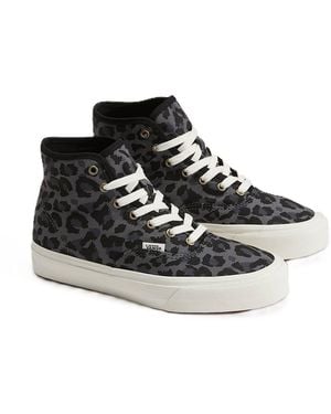 Vans Authentic Hi 2.0 Canvas Leopard/Pew Trainers - Black