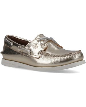 Sperry Top-Sider Authentic 2 Eye Leather Boat Shoes - Grey