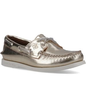 Sperry Top-Sider Authentic 2 Eye Leather Boat Shoes - Grey