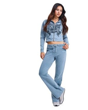 Ed Hardy Cross And Thorn Flared Joggers - Blue