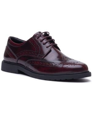 Hush Puppies Verity Hi-Shine Leather Plum Brogues Shoes - Brown