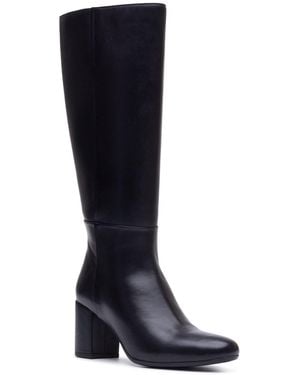 Hush Puppies Oprah Long Leather Heeled Knee High Boots - Black
