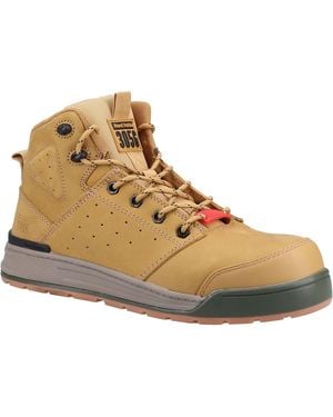 Hard Yakka 3056 Lace Zip Leather Wheat Safety Boots - Brown