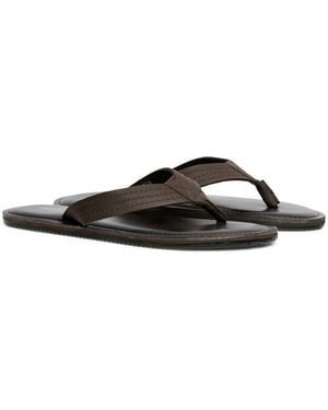 Jack & Jones Washton Leather Stone Flip Flops - Black