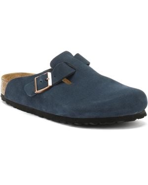 Birkenstock Navy Boston Suede Clogs - Blue