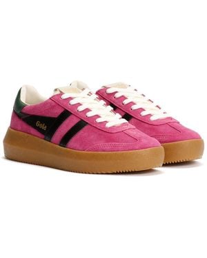Gola Athena Suede Fuchsia//Evergreen Trainers - Purple