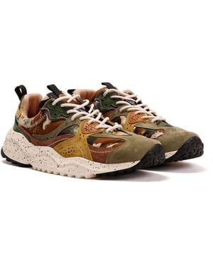 Flower Mountain Wave Suede Camouflage Trainers - Green