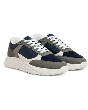 Jack & Jones Aspire Runner Synthetic Castlerock/ Blazer Trainers - Blue