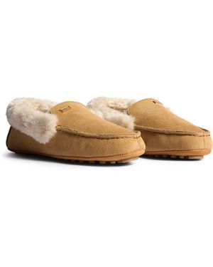 HUNTER Moccasin Sherpa Suede Slippers - Natural