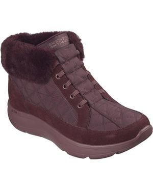 Skechers On-The-Go Encore Elisa Textil Damen Burgunderfarben Winter Stiefeletten - Lila