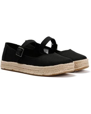 TOMS Carolina Mary Jane Textile Espadrilles - Black