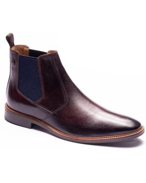 Base London Kensington Leather Washed Boots - Blue