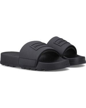 HUNTER Core Embossed Slider Slides Pu - Black