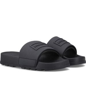 HUNTER Core Embossed Slider Slides Pu - Black