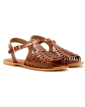 TOWER London Tower London Hurache Leather Tan Sandals - Brown