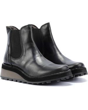 Fly London Huud Bottes En Cuir - Noir