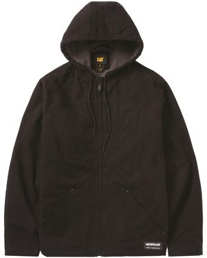 Caterpillar Hooded Sherpa Lined Fleece Jacket - Black