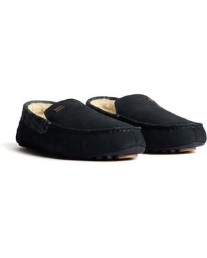 HUNTER Moccassin Wildleder Hausschuhe - Schwarz