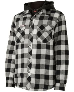 Hard Yakka Quilted Flannel Shacket Shirt Jacket - Black