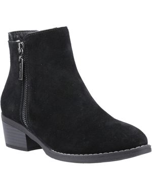 Hush Puppies Ingrid Suede Heeled Ankle Boots - Black