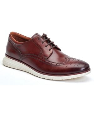 Base London Flight Leather Burnt Brogues Shoes - Red