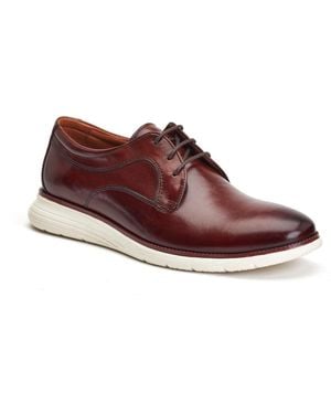 Base London Wing Leather Burnt Derby Shoes - Red