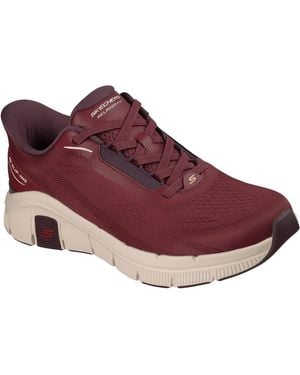 Skechers Relaxed Fit Flex Zayder Textile Burgundy Mesh/Synthetic Trainers - Red