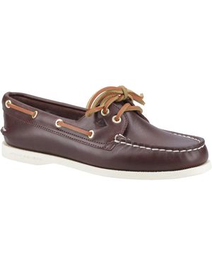 Sperry Top-Sider Authentic 2 Eye Leather Boat Shoes - Brown