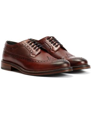 Ben Sherman Archie Brogue Leather Burgundy Lace-Up Shoes - Brown