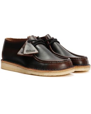 Clarks Desert Nomad Leather Dark Tan Shoes - Brown