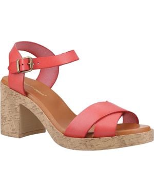 Hush Puppies Georgia Cork Leather Coral Sandals - Pink