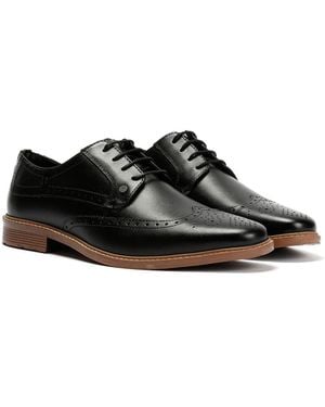 Lambretta Stockton Leather Lace-Up Shoes - Black