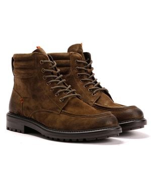 Osprey The Pentney Waxed Suede Khaki Boots - Brown