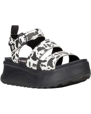 HEYDUDE Delray Buckle Animal Polyester Sandals - Black