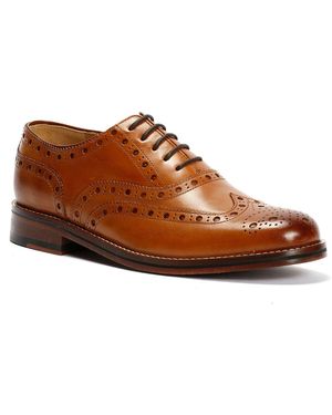 Chapman & Moore Oxford Brogue Leather Tan Burnish Shoes - Brown