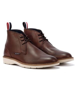 Ben Sherman Hampton Leather Men's Burgundy Boots - Uk 9 - Brown