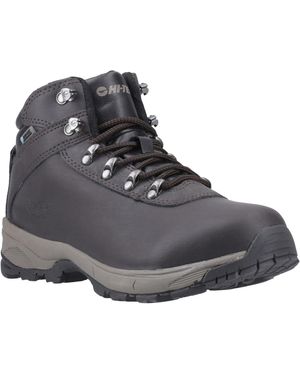 Hi-Tec Eurotrek Lite Waterproof Faux Leather Dark Chocolate Hiking Boots - Black