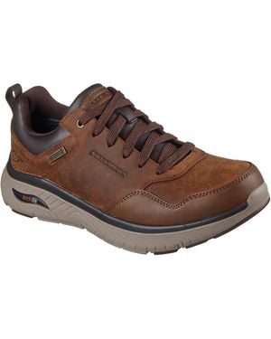 Skechers Arch Fit Crosser Ronaldo Leather Dark Lace-Up Shoes - Brown