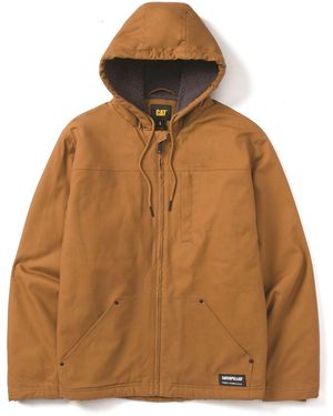 Caterpillar Hooded Sherpa Lined Fleece Jacket - Brown