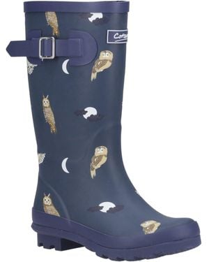 Cotswold Woodland Jnr Rubber Girls's Owls Wellington Boots - Blue