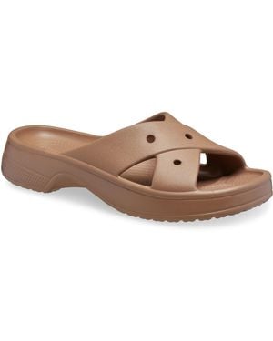Crocs™ Classic Cross Strap Synthetic Milk Chocolate Sandals - Brown