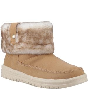 HEYDUDE Camden Cuff Classic Cosy Synthetic Cognac Winter Ankle Boots - Natural